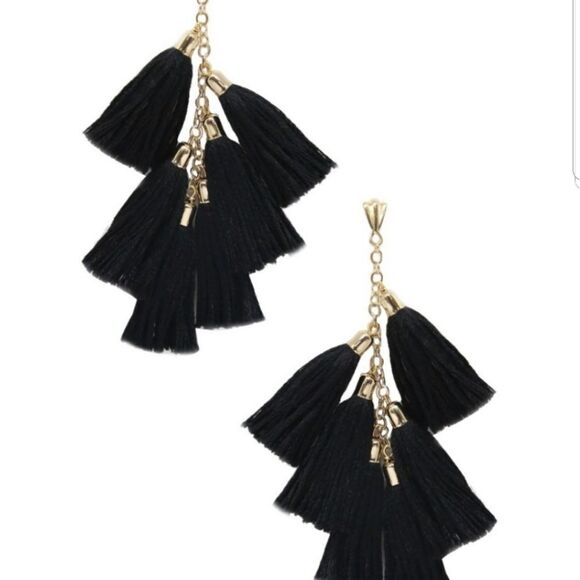 ettika Jewelry - NWT Ettika 18k Gold Plated Black Tassel Earrings